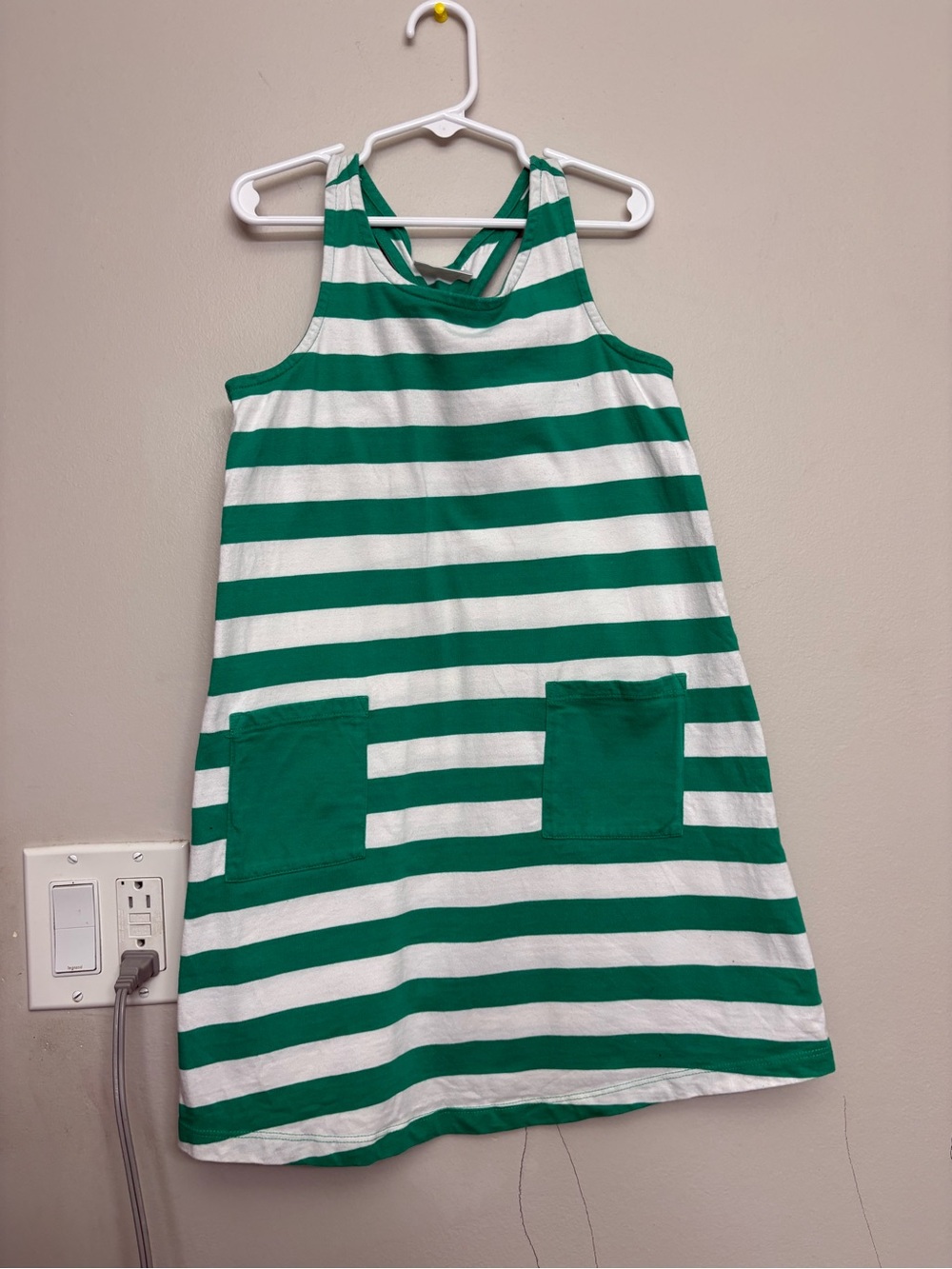 Hanna Andersson Green and White Striped Tank Dress - Picture 3 of 6